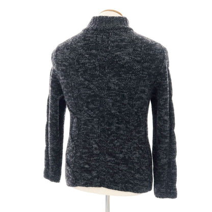 【中古】セッテフィーリ カシミア Settefili Cashmere ケーブル編み ウールカシミヤ スタンドカラー ダブルジップ カーディガン ブラックxグレー【 46 】【 状態ランクC 】【 メンズ 】