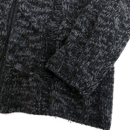 【中古】セッテフィーリ カシミア Settefili Cashmere ケーブル編み ウールカシミヤ スタンドカラー ダブルジップ カーディガン ブラックxグレー【 46 】【 状態ランクC 】【 メンズ 】