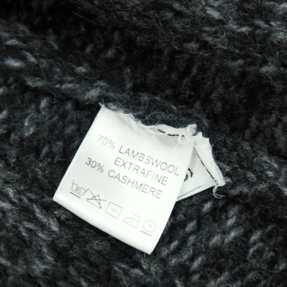 【中古】セッテフィーリ カシミア Settefili Cashmere ケーブル編み ウールカシミヤ スタンドカラー ダブルジップ カーディガン ブラックxグレー【 46 】【 状態ランクC 】【 メンズ 】