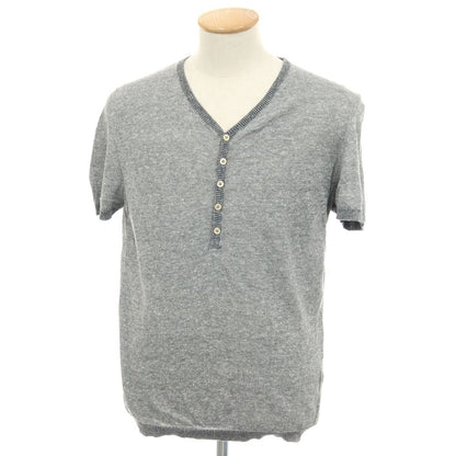 【中古】チルコロ1901 CIRCOLO 1901 リネンコットン ヘンリーネック 半袖 プルオーバーニット グレー【サイズXS】【 状態ランクB 】【 メンズ 】