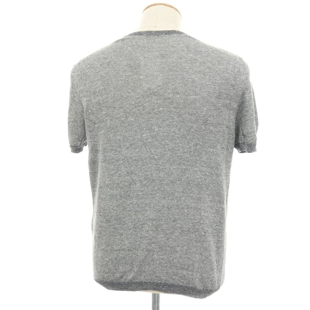 【中古】チルコロ1901 CIRCOLO 1901 リネンコットン ヘンリーネック 半袖 プルオーバーニット グレー【サイズXS】【 状態ランクB 】【 メンズ 】