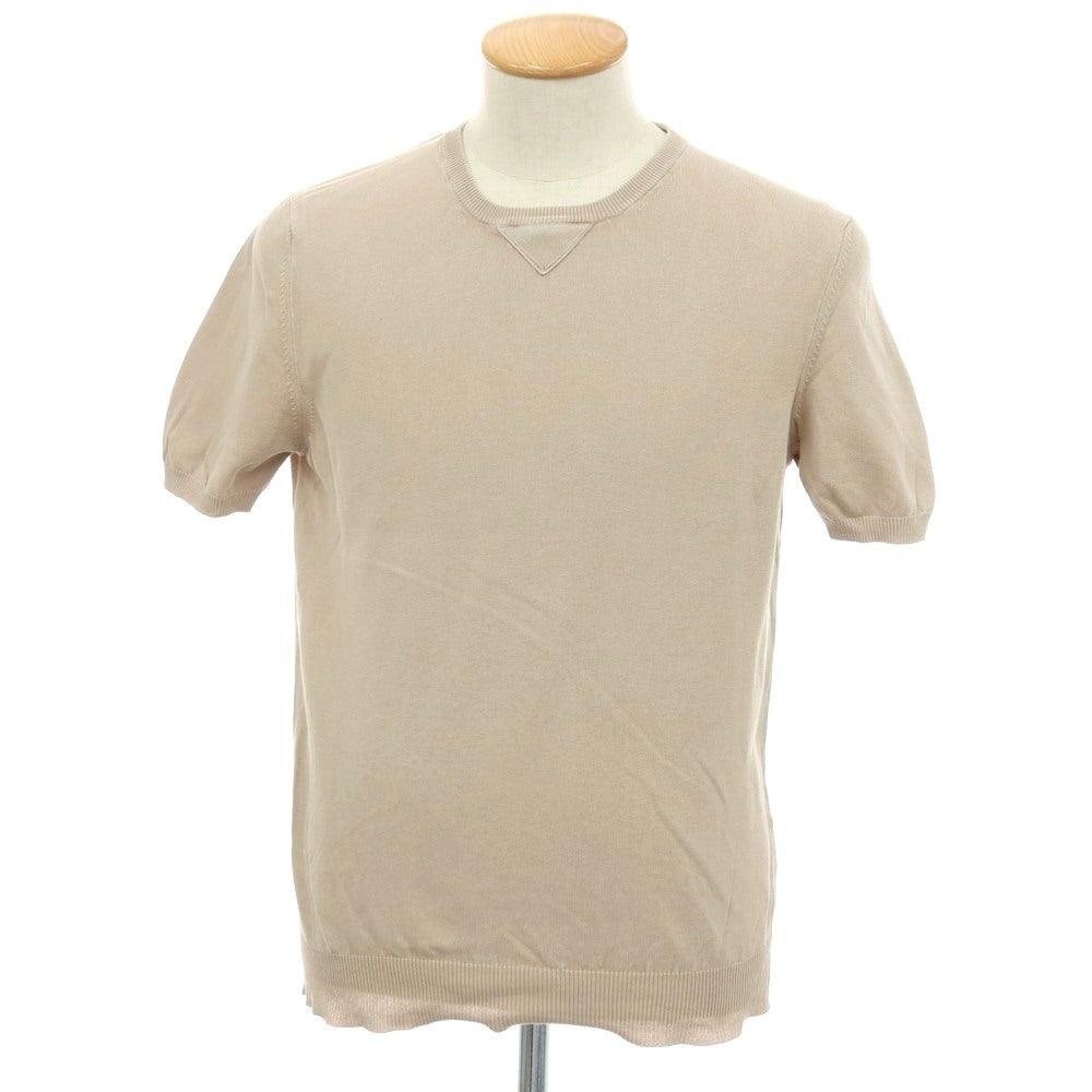 【中古】グランサッソ GRAN SASSO Vintage コットン クルーネック 半袖 プルオーバーニット ベージュ【サイズ46】【 状態ランクC 】【 メンズ 】
