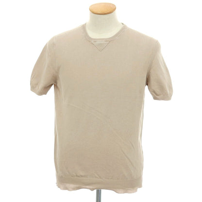 【中古】グランサッソ GRAN SASSO Vintage コットン クルーネック 半袖 プルオーバーニット ベージュ【サイズ46】【 状態ランクC 】【 メンズ 】