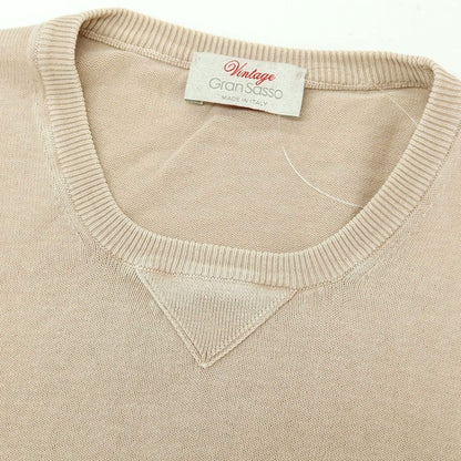 【中古】グランサッソ GRAN SASSO Vintage コットン クルーネック 半袖 プルオーバーニット ベージュ【サイズ46】【 状態ランクC 】【 メンズ 】