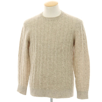 【中古】スカリオーネ SCAGLIONE ケーブル編み ウール クルーネック プルオーバーニット ベージュ【 S 】【 状態ランクC 】【 メンズ 】