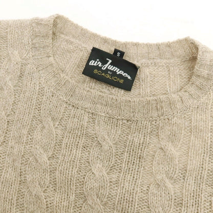 【中古】スカリオーネ SCAGLIONE ケーブル編み ウール クルーネック プルオーバーニット ベージュ【 S 】【 状態ランクC 】【 メンズ 】