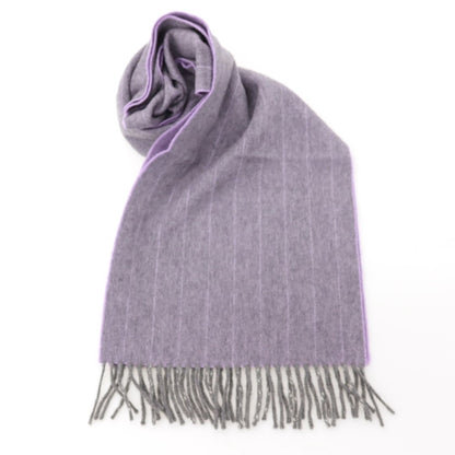 【中古】ベグスコットランド BEGG SCOTLAND ウールアンゴラ ストライプ マフラー パープルxグレー【 状態ランクB 】【 メンズ 】