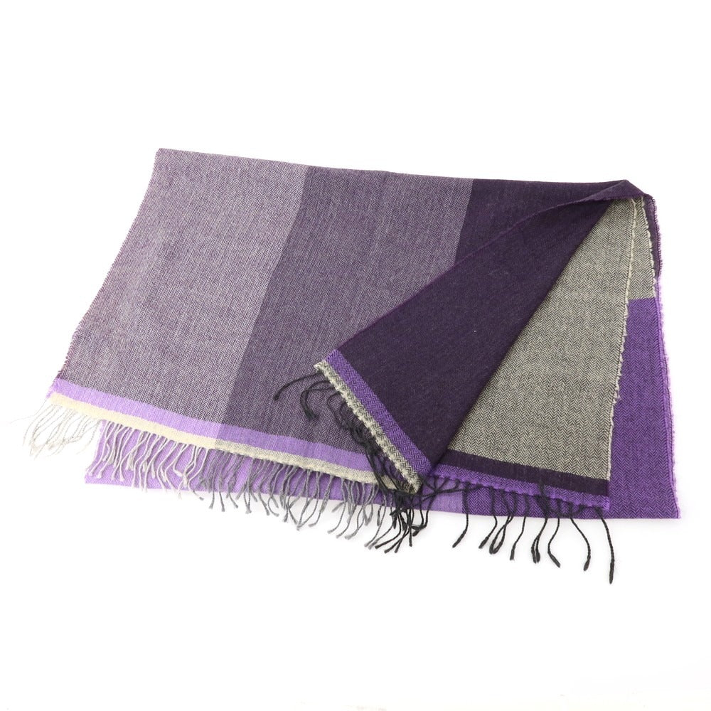 【中古】バーニーズニューヨーク BARNEYS NEWYORK ウール ストール パープルxグレー【 状態ランクB 】【 メンズ 】