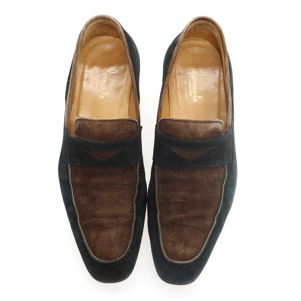 【中古】フェランテ FERRANTE スエード コンビ コインローファー ブラウンxブラック【サイズ6】【 状態ランクC 】【 メンズ 】