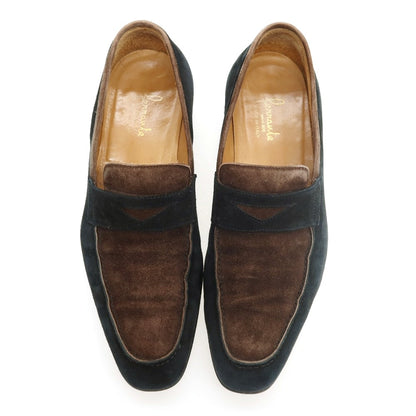 【中古】フェランテ FERRANTE スエード コンビ コインローファー ブラウンxブラック【サイズ6】【 状態ランクC 】【 メンズ 】