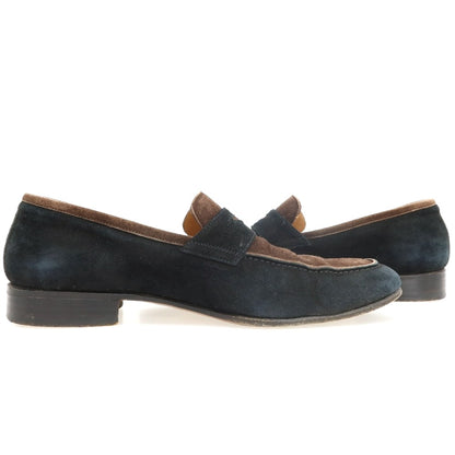 【中古】フェランテ FERRANTE スエード コンビ コインローファー ブラウンxブラック【サイズ6】【 状態ランクC 】【 メンズ 】