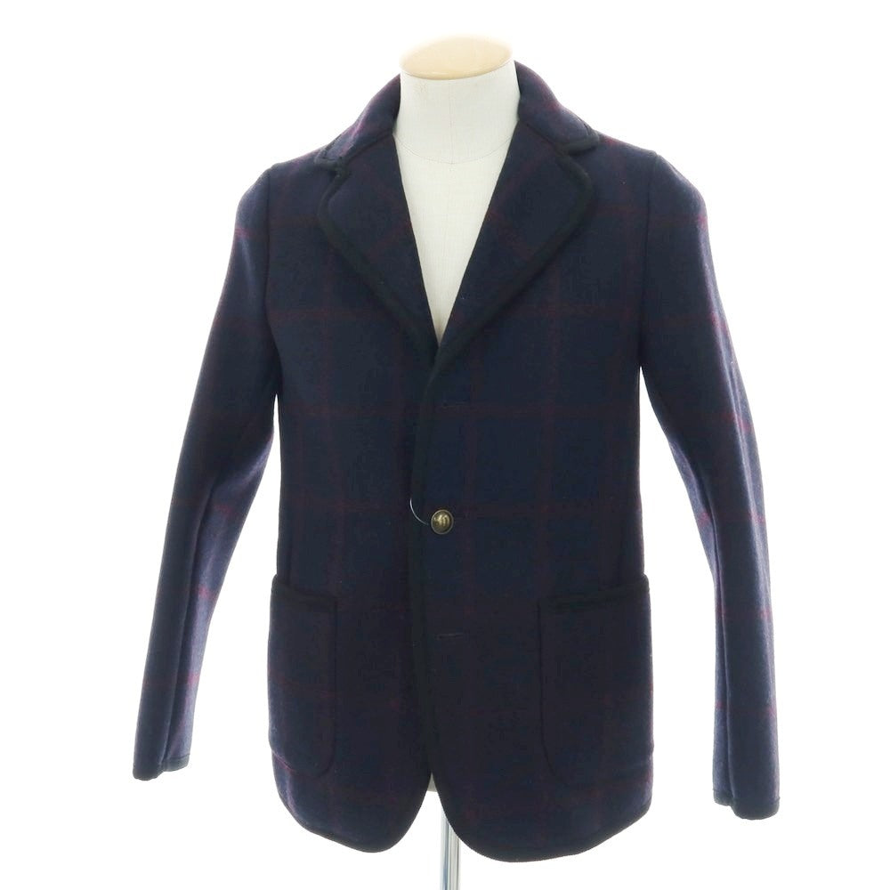 【中古】マッキントッシュ Mackintosh ウール チェック 3B カジュアルジャケット ネイビーxレッド【サイズ36】【 状態ランクB 】【 メンズ 】[BPD]