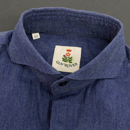 【中古】ギローバー GUY ROVER コットン ホリゾンタルカラー カジュアルシャツ ネイビー【 XS 】【 状態ランクC 】【 メンズ 】