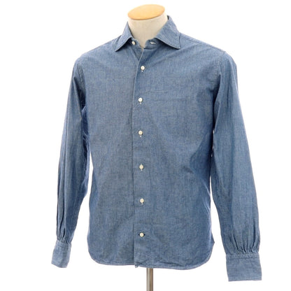 【中古】オリアン ORIAN コットン シャンブレー セミワイドカラー カジュアルシャツ ブルー【 37 】【 状態ランクC 】【 メンズ 】