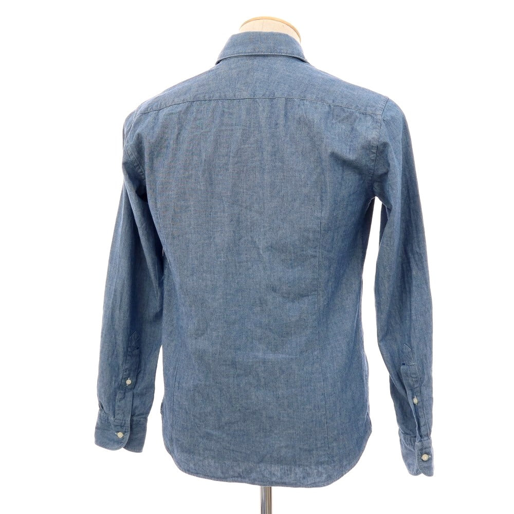 【中古】オリアン ORIAN コットン シャンブレー セミワイドカラー カジュアルシャツ ブルー【 37 】【 状態ランクC 】【 メンズ 】