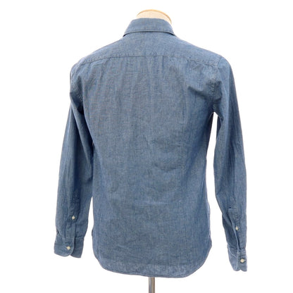 【中古】オリアン ORIAN コットン シャンブレー セミワイドカラー カジュアルシャツ ブルー【 37 】【 状態ランクC 】【 メンズ 】