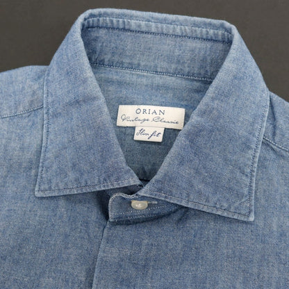 【中古】オリアン ORIAN コットン シャンブレー セミワイドカラー カジュアルシャツ ブルー【 37 】【 状態ランクC 】【 メンズ 】
