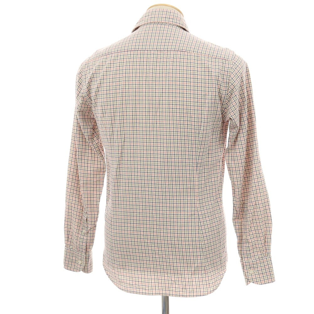 【中古】オリアン ORIAN コットン チェック ホリゾンタルカラー カジュアルシャツ ホワイトxマルチカラー【 37 】【 状態ランクC 】【 メンズ 】