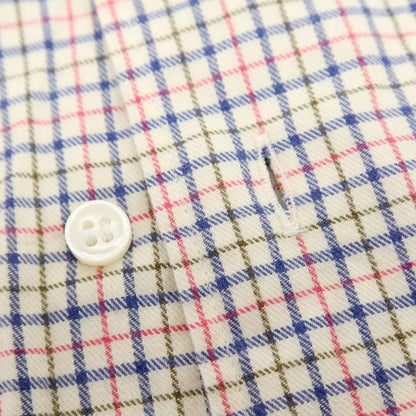 【中古】オリアン ORIAN コットン チェック ホリゾンタルカラー カジュアルシャツ ホワイトxマルチカラー【 37 】【 状態ランクC 】【 メンズ 】