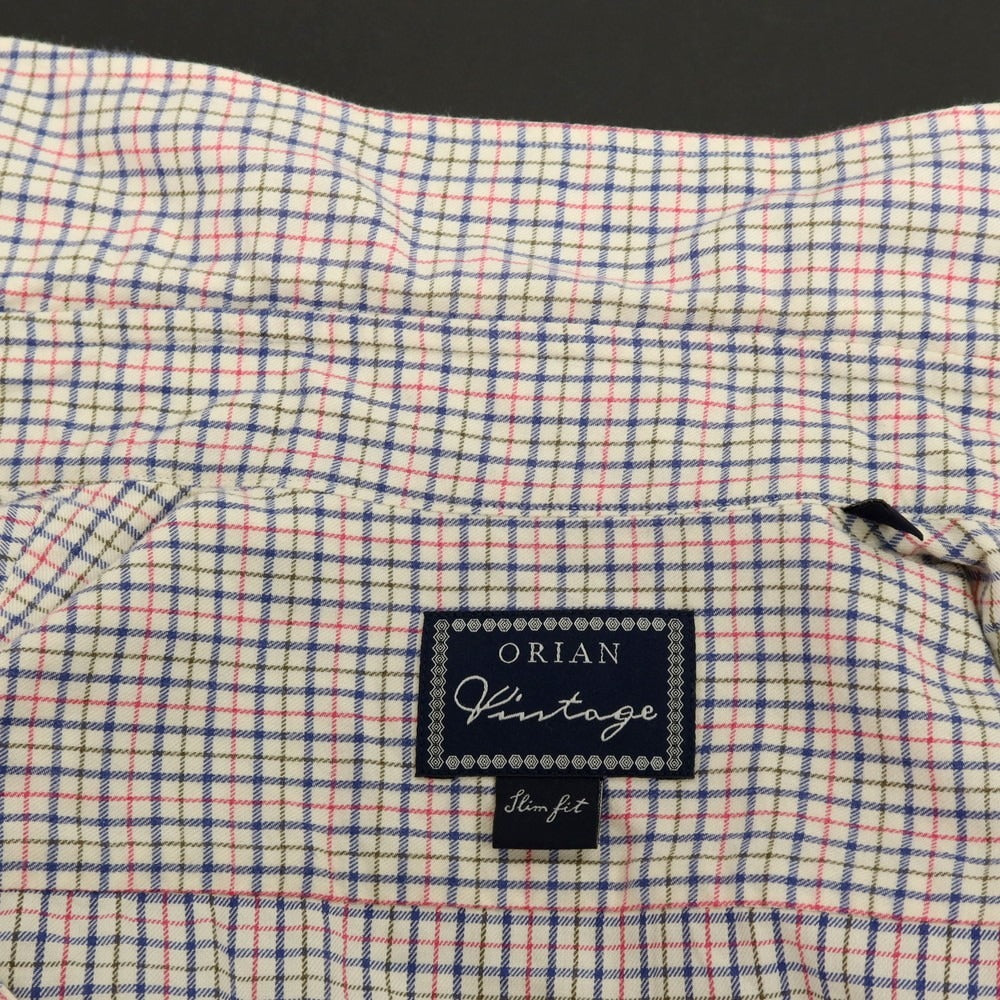【中古】オリアン ORIAN コットン チェック ホリゾンタルカラー カジュアルシャツ ホワイトxマルチカラー【 37 】【 状態ランクC 】【 メンズ 】