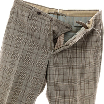 【中古】インコテックス INCOTEX ウール グレンチェック ドレススラックスパンツ ホワイトxダークブラウン×グレージュ【 44 】【 状態ランクB 】【 メンズ 】