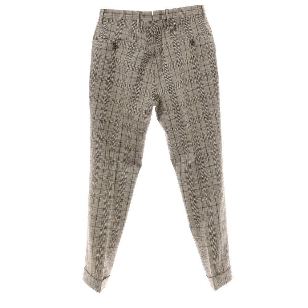【中古】インコテックス INCOTEX ウール グレンチェック ドレススラックスパンツ ホワイトxダークブラウン×グレージュ【 44 】【 状態ランクB 】【 メンズ 】