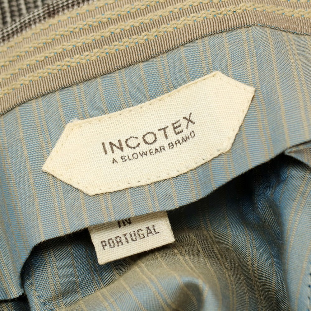 【中古】インコテックス INCOTEX ウール グレンチェック ドレススラックスパンツ ホワイトxダークブラウン×グレージュ【 44 】【 状態ランクB 】【 メンズ 】