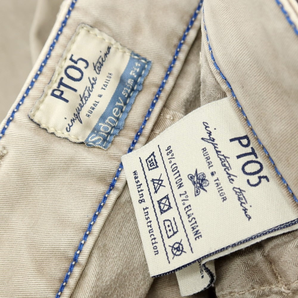 【中古】ピーティーゼロチンクエ PT05 ガーメントダイ ストレッチ コットン ワークパンツ グレージュ【サイズ28】【 状態ランクC 】【 メンズ 】