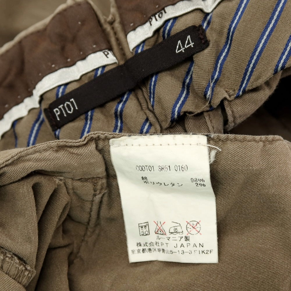 【中古】ピーティーゼロウーノ PT01 コットンポリウレタン カジュアルスラックスパンツ ブラウン【サイズ44】【 状態ランクC 】【 メンズ 】