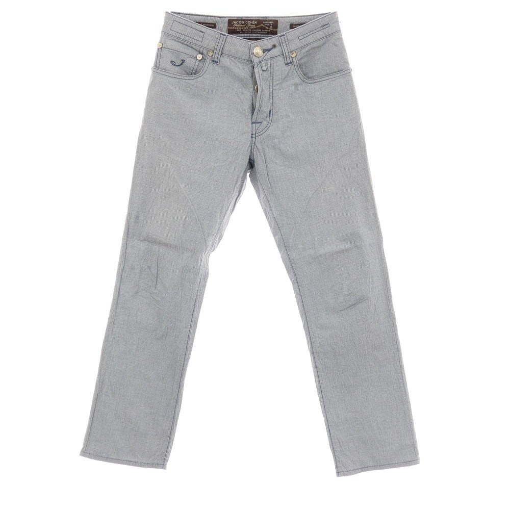 【中古】ヤコブコーエン JACOB COHEN コットンポリウレタン サッカー チェック 5ポケットパンツ ブルーxブラック【サイズ29】【 状態ランクC 】【 メンズ 】