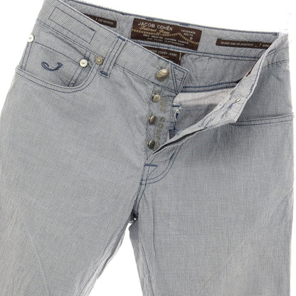 【中古】ヤコブコーエン JACOB COHEN コットンポリウレタン サッカー チェック 5ポケットパンツ ブルーxブラック【サイズ29】【 状態ランクC 】【 メンズ 】