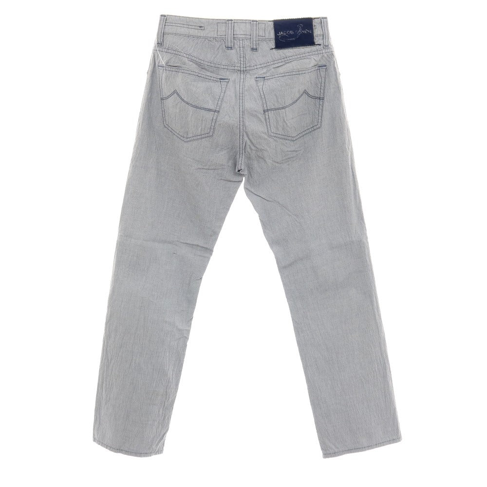 【中古】ヤコブコーエン JACOB COHEN コットンポリウレタン サッカー チェック 5ポケットパンツ ブルーxブラック【サイズ29】【 状態ランクC 】【 メンズ 】