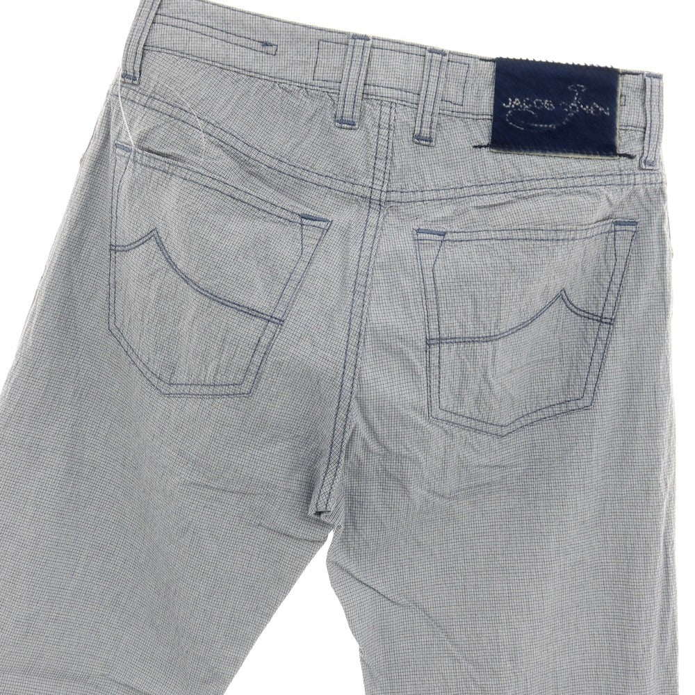 【中古】ヤコブコーエン JACOB COHEN コットンポリウレタン サッカー チェック 5ポケットパンツ ブルーxブラック【サイズ29】【 状態ランクC 】【 メンズ 】