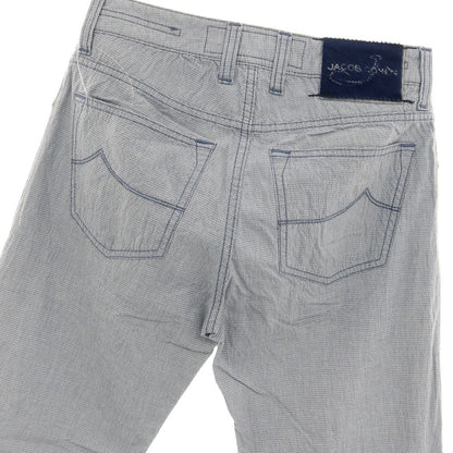 【中古】ヤコブコーエン JACOB COHEN コットンポリウレタン サッカー チェック 5ポケットパンツ ブルーxブラック【サイズ29】【 状態ランクC 】【 メンズ 】