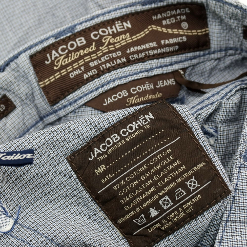 【中古】ヤコブコーエン JACOB COHEN コットンポリウレタン サッカー チェック 5ポケットパンツ ブルーxブラック【サイズ29】【 状態ランクC 】【 メンズ 】