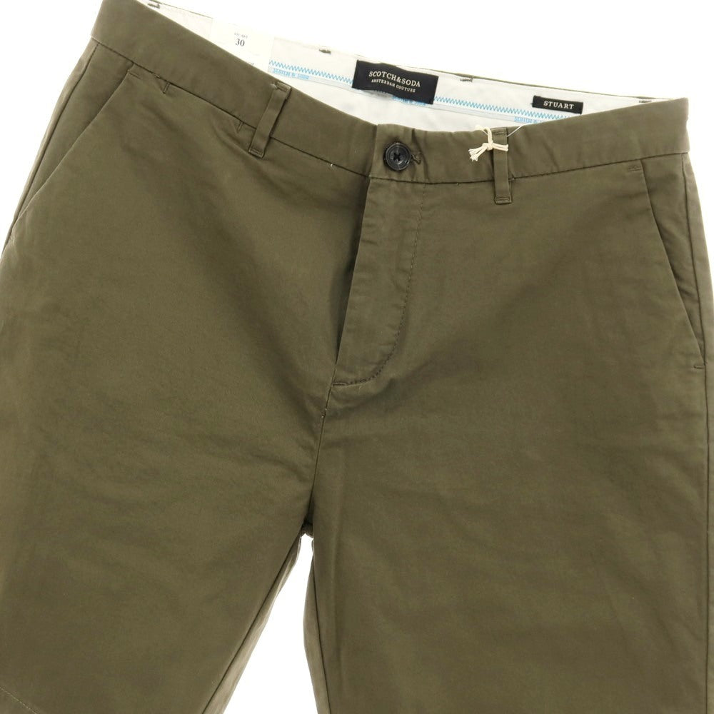【中古】【未使用】スコッチアンドソーダ SCOTCH &amp; SODA STUART ストレッチ コットン ショートパンツ オリーブグリーン【サイズ30】【 状態ランクS 】【 メンズ 】[APD]
