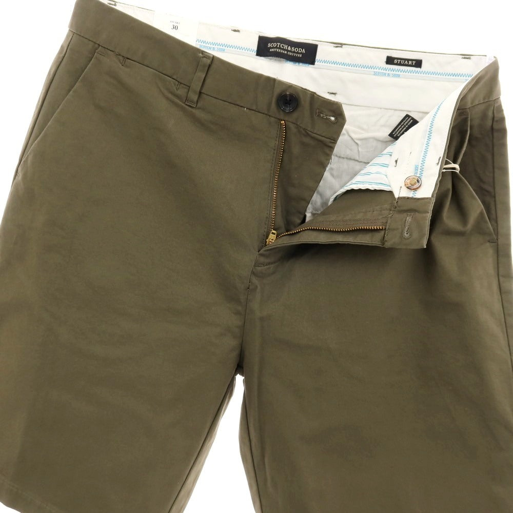 【中古】【未使用】スコッチアンドソーダ SCOTCH &amp; SODA STUART ストレッチ コットン ショートパンツ オリーブグリーン【サイズ30】【 状態ランクS 】【 メンズ 】[APD]
