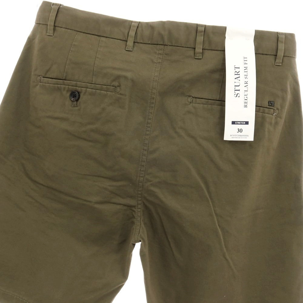 【中古】【未使用】スコッチアンドソーダ SCOTCH &amp; SODA STUART ストレッチ コットン ショートパンツ オリーブグリーン【サイズ30】【 状態ランクS 】【 メンズ 】[APD]