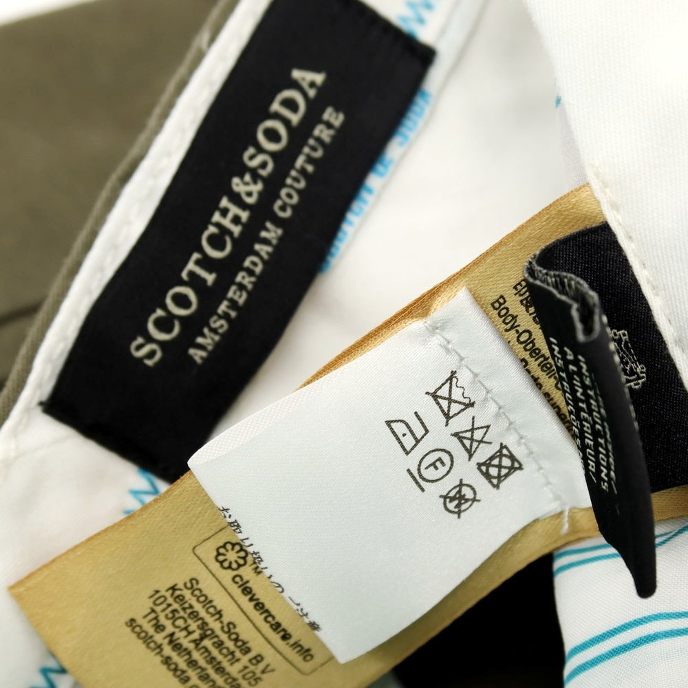 【中古】【未使用】スコッチアンドソーダ SCOTCH &amp; SODA STUART ストレッチ コットン ショートパンツ オリーブグリーン【サイズ30】【 状態ランクS 】【 メンズ 】[APD]