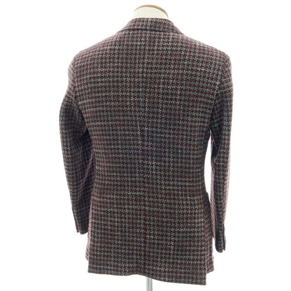 【中古】ジオ ベルナルド Zio Bernard ウールシルク 2B カジュアルジャケット バーガンディxグレー【 46 】【 状態ランクC 】【 メンズ 】