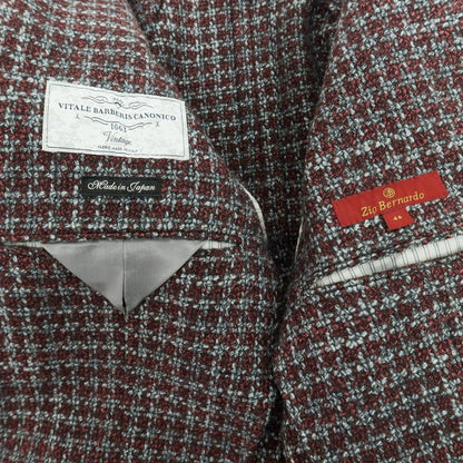 【中古】ジオ ベルナルド Zio Bernard ウールシルク 2B カジュアルジャケット バーガンディxグレー【 46 】【 状態ランクC 】【 メンズ 】