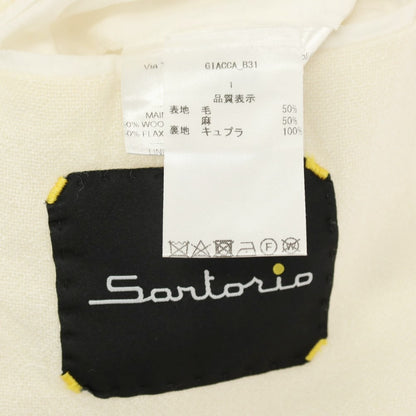 【中古】サルトリオ Sartorio ウールリネン テーラードジャケット アイボリー【 46 】【 状態ランクC 】【 メンズ 】 []