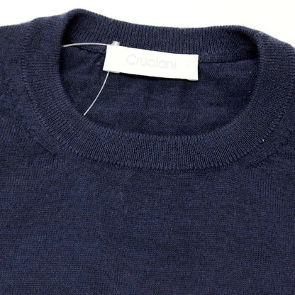 【中古】クルチアーニ CRUCIANI ハイゲージ ウール クルーネック プルオーバーニット ネイビー【 46 】【 状態ランクB 】【 メンズ 】
