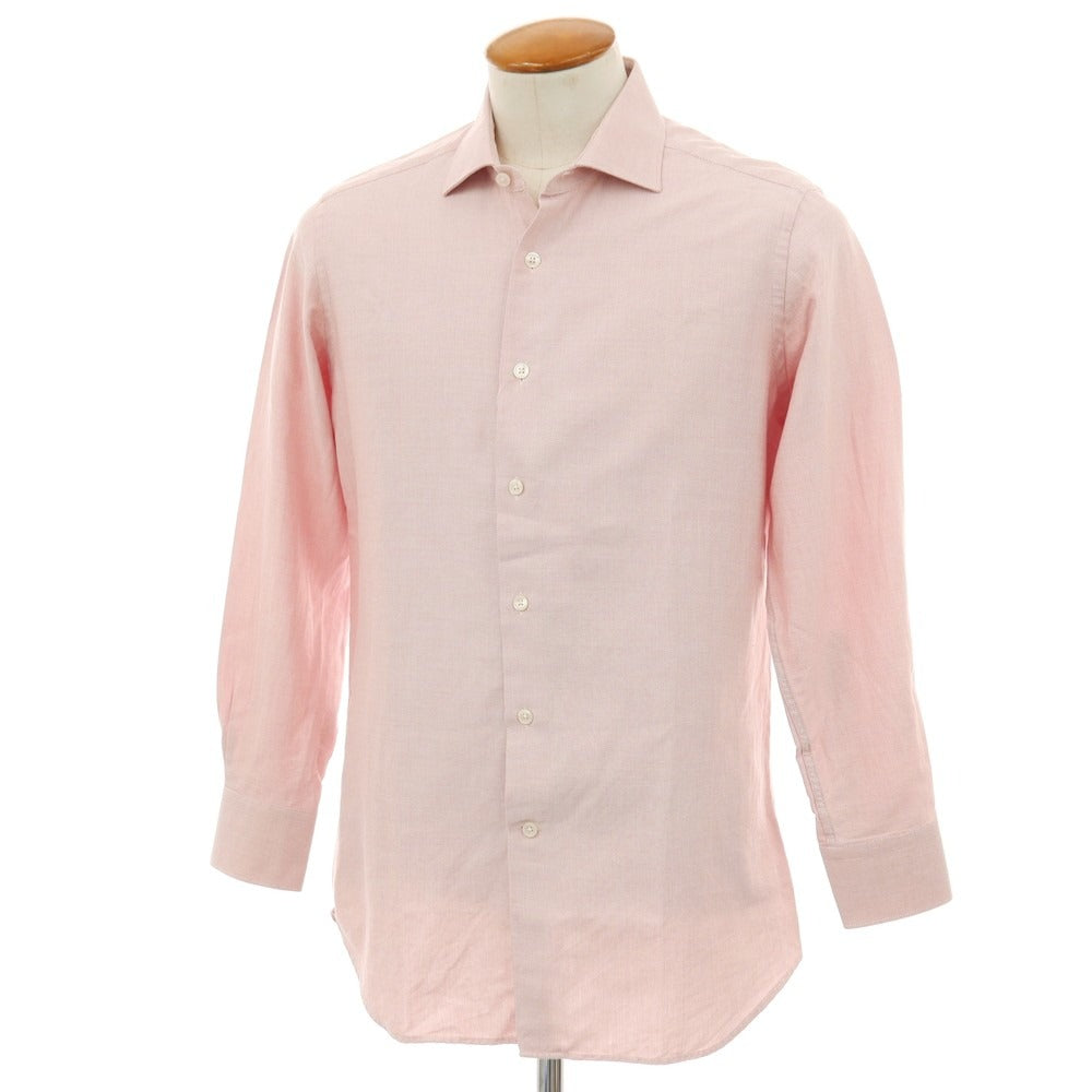 【中古】バグッタ Bagutta コットン セミワイドカラー ドレスシャツ ホワイトxレッド【 40 】【 状態ランクB 】【 メンズ 】