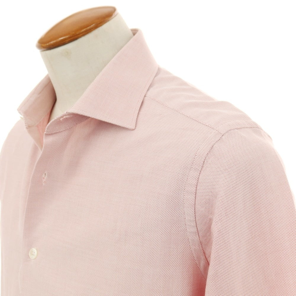 【中古】バグッタ Bagutta コットン セミワイドカラー ドレスシャツ ホワイトxレッド【 40 】【 状態ランクB 】【 メンズ 】