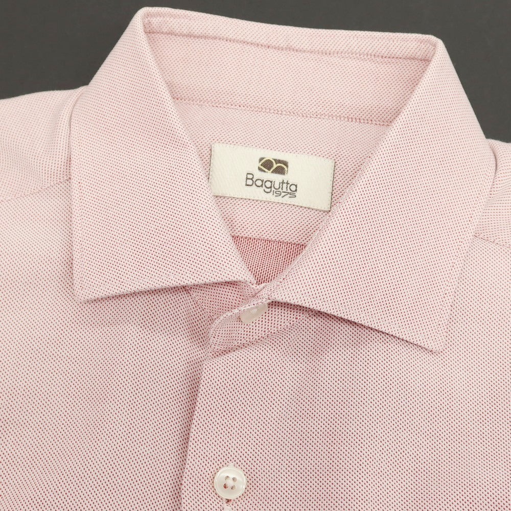 【中古】バグッタ Bagutta コットン セミワイドカラー ドレスシャツ ホワイトxレッド【 40 】【 状態ランクB 】【 メンズ 】