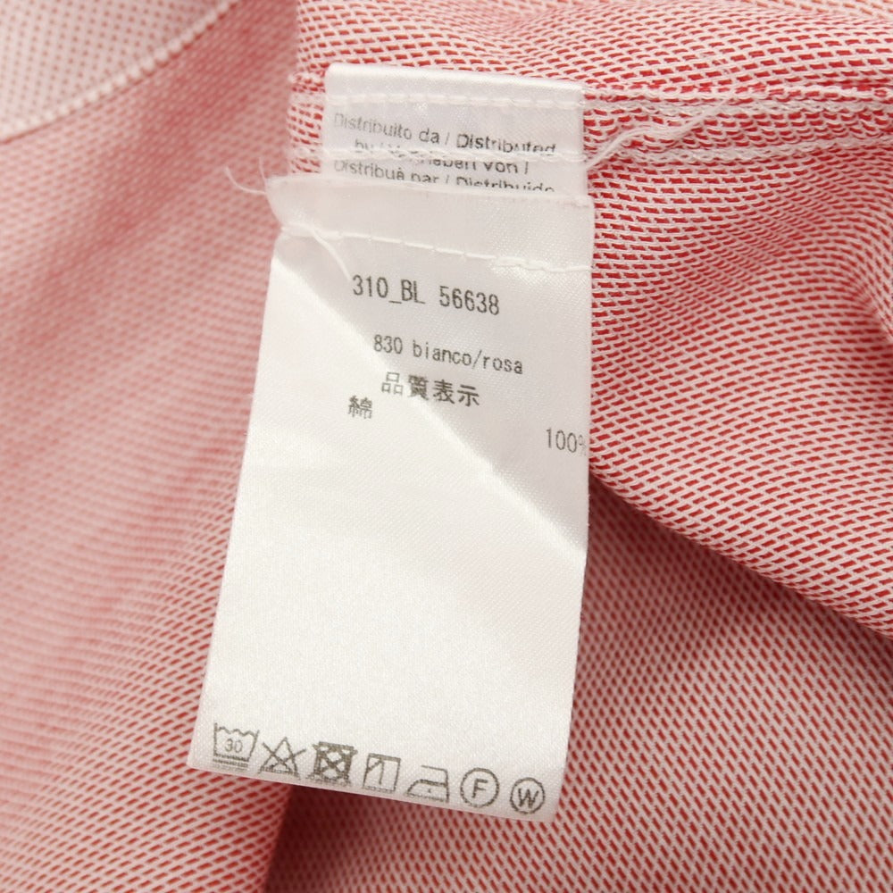 【中古】バグッタ Bagutta コットン セミワイドカラー ドレスシャツ ホワイトxレッド【 サイズ40 】【 状態ランクB 】【 メンズ 】 [APD]