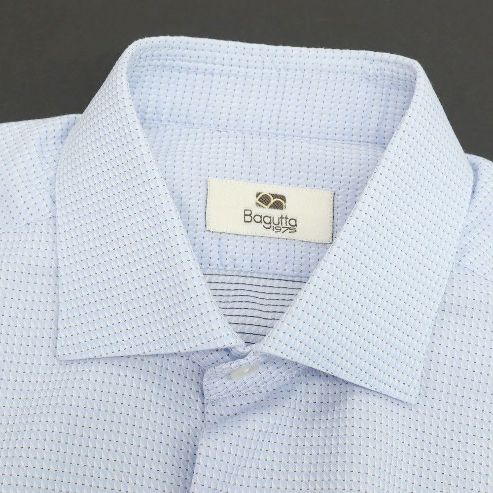 【中古】バグッタ Bagutta コットン セミワイドカラー ドレスシャツ ライトブルー【 40 】【 状態ランクB 】【 メンズ 】