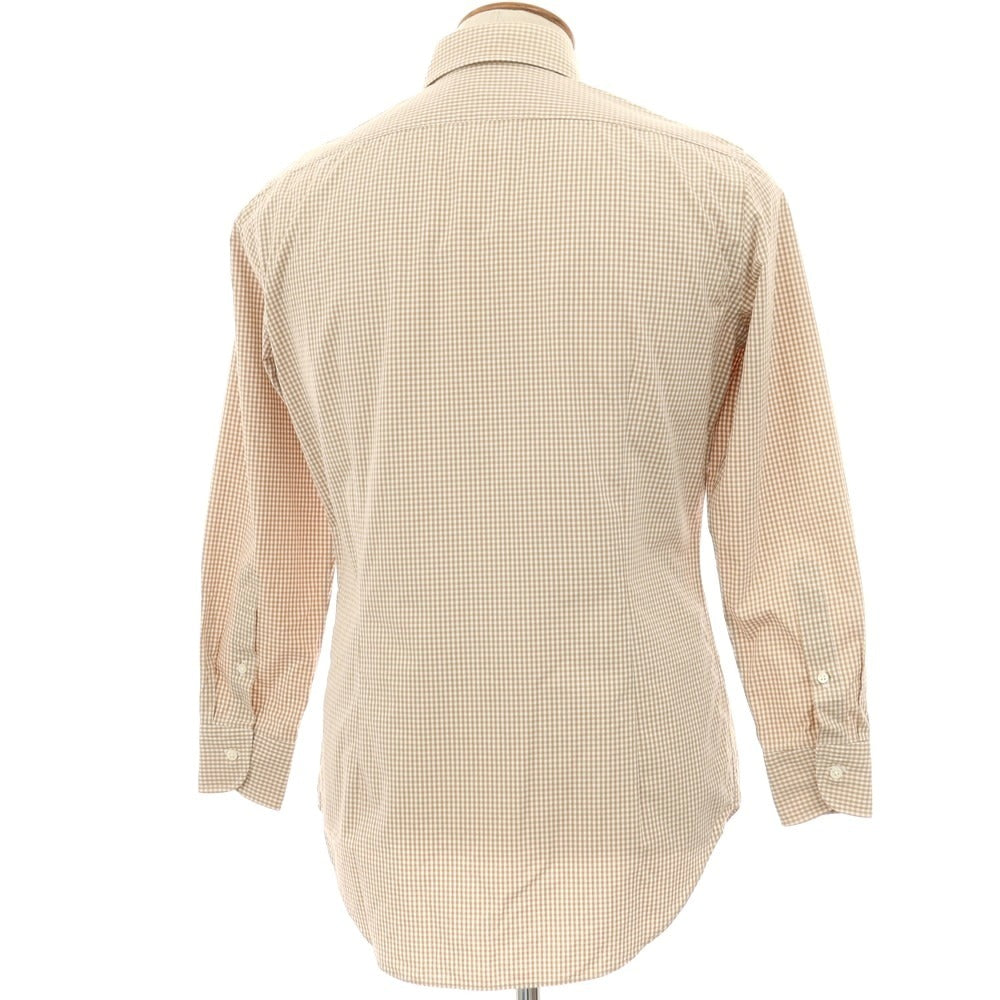 【中古】メイカーズシャツ カマクラ Makers Shirt 鎌倉 コットン チェック ドレスシャツ ベージュxホワイト【 サイズ39 】【 状態ランクB 】【 メンズ 】 [APD]