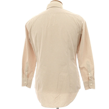 【中古】メイカーズシャツ カマクラ Makers Shirt 鎌倉 コットン チェック ドレスシャツ ベージュxホワイト【 39 】【 状態ランクB 】【 メンズ 】
